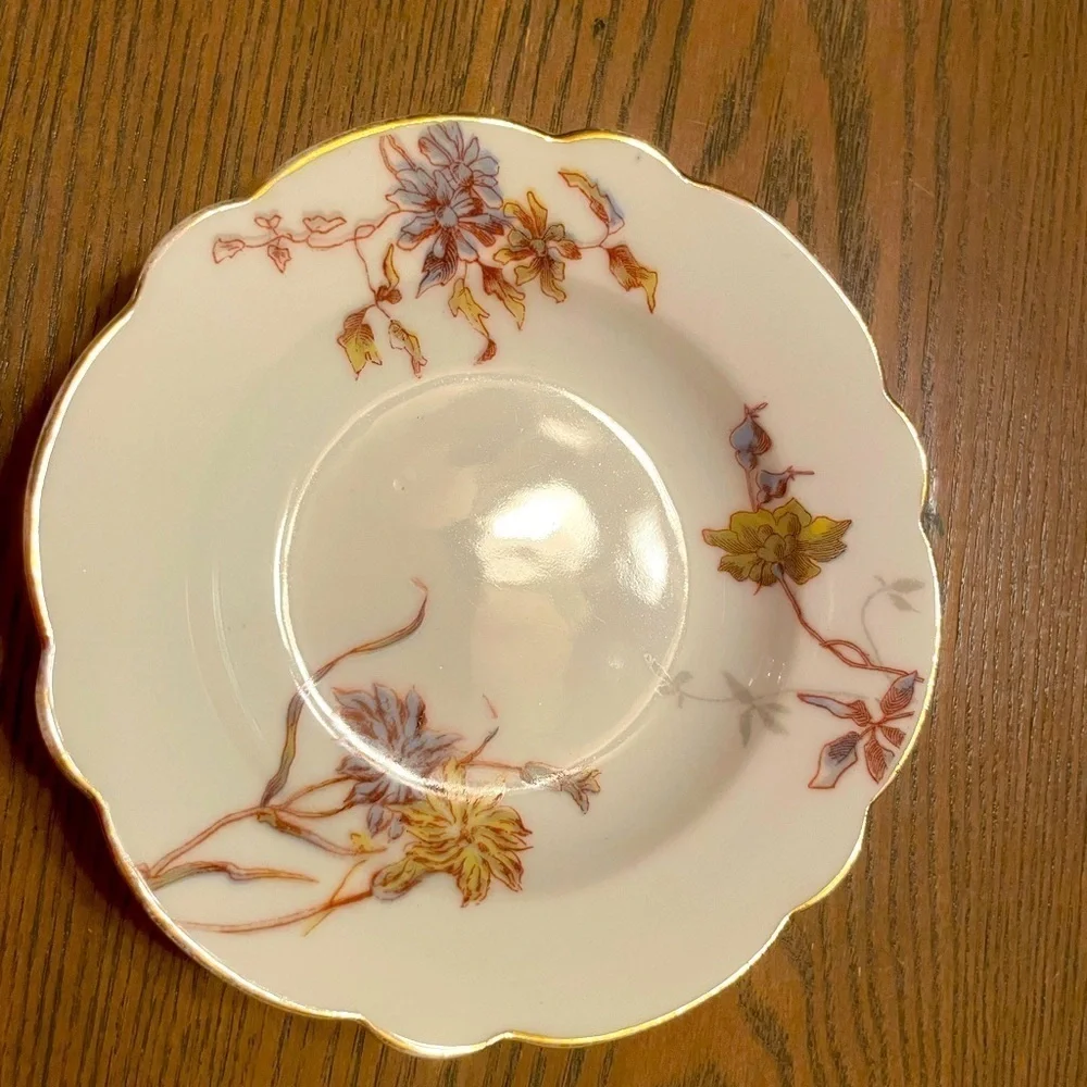 Vintage Limoges Floral Trinket Dish SAS France Round
